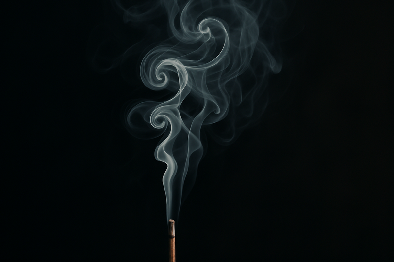 Incense smoke curling upwards