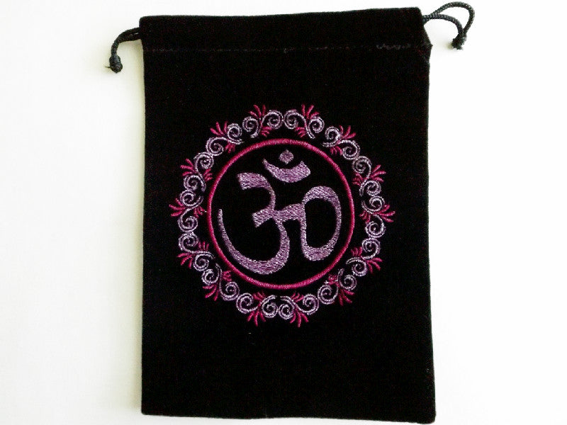 Ohm embroidered velvet pouch