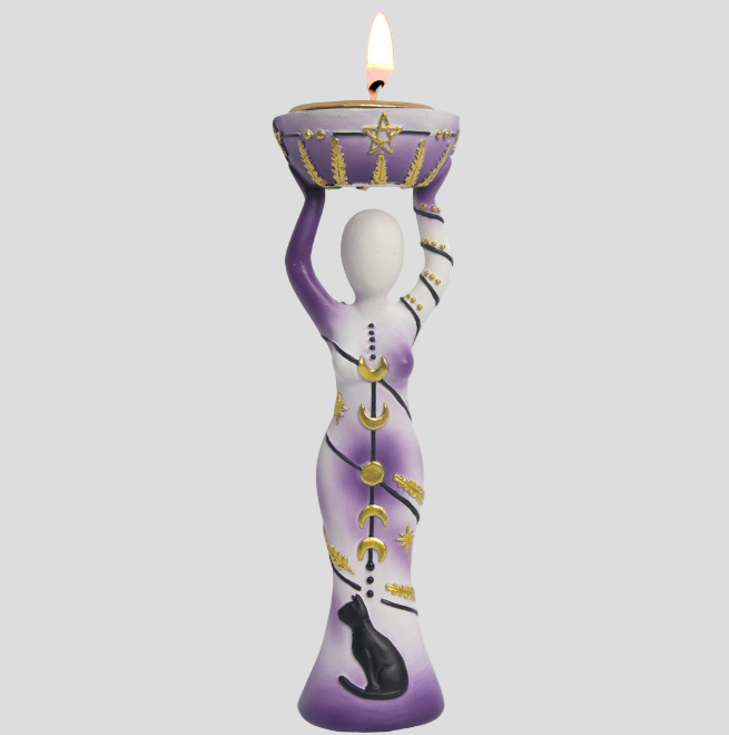 moon goddess tea light holder spiritual home decor gift