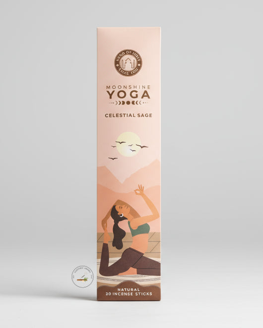 Moonshine Yoga Celestial Sage incense package on neutral background