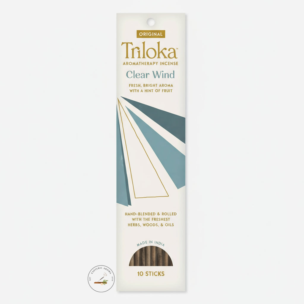 Triloka Clear Wind incense package on a white background