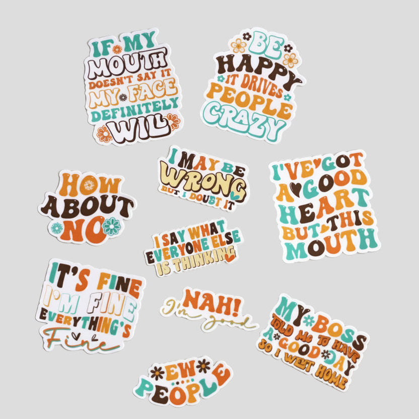 Retro Style Sarcastic sticker set