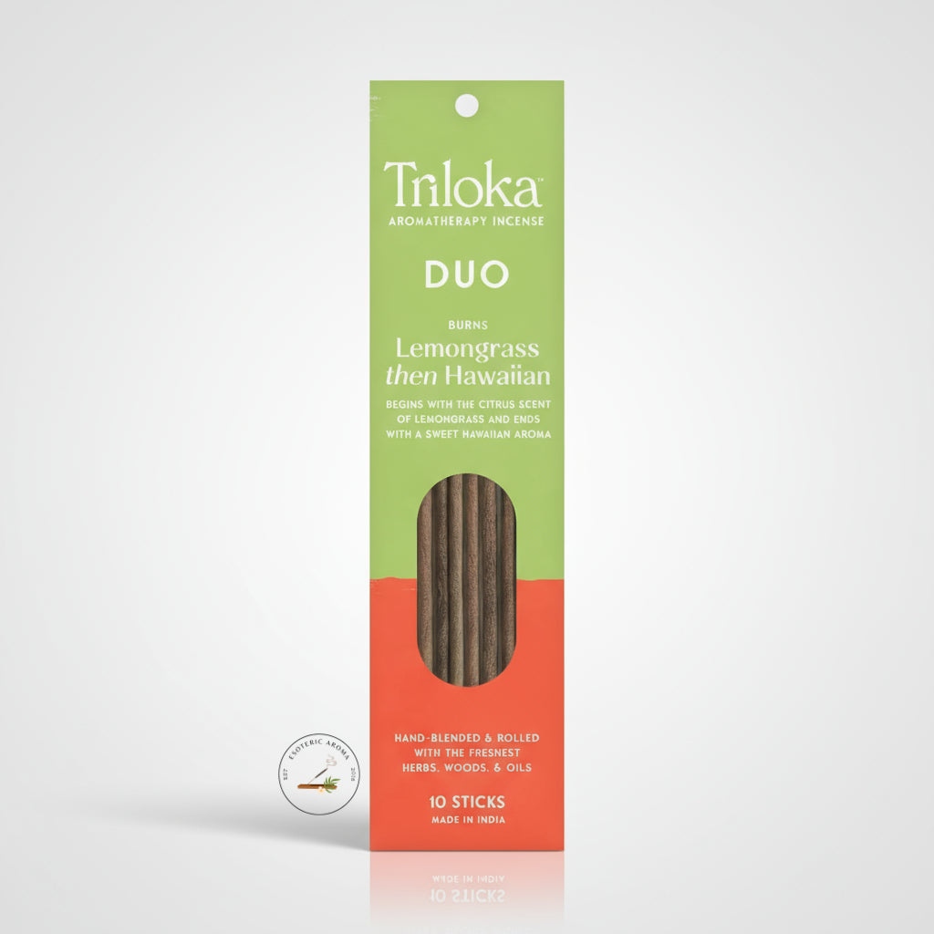 Triloka Duo Lemongrass then Hawaiian incense package