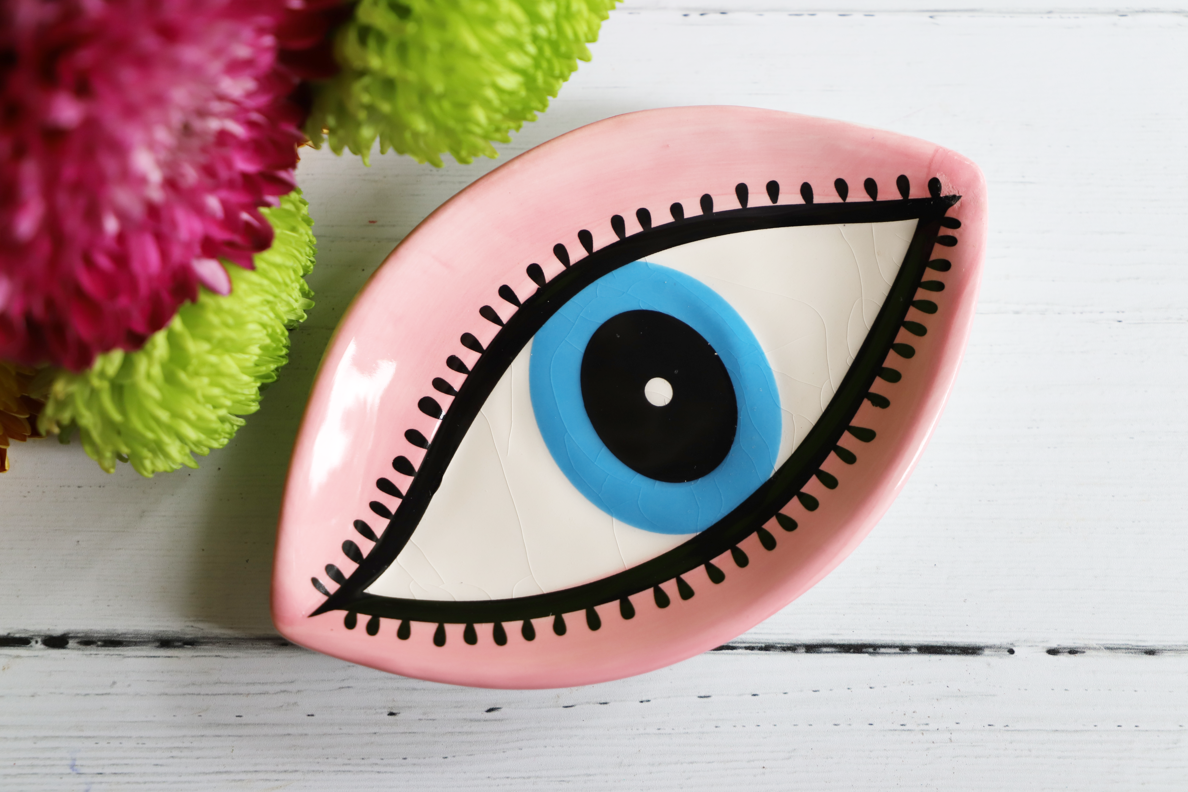 pink evil eye dish spiritual gift for protection