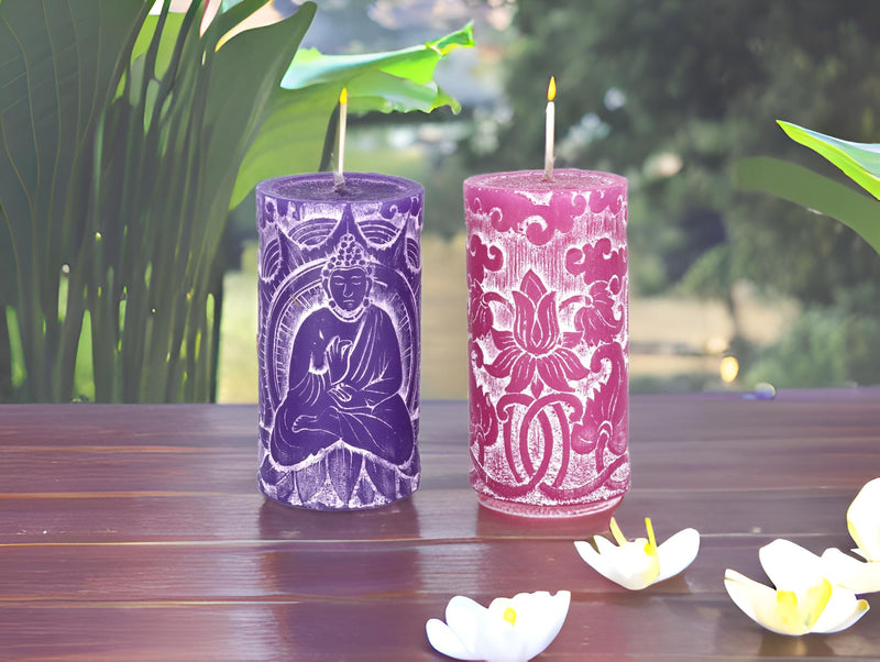 Buddha and Lotus flower candle set