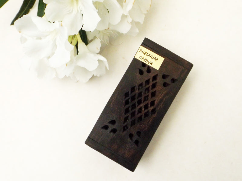 Premium Dark Amber Resin Incense with Wood Gift Box - Esoteric Aroma