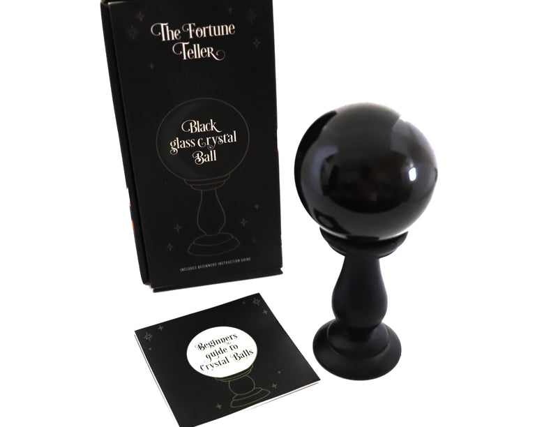 Black Glass crystal ball with stand