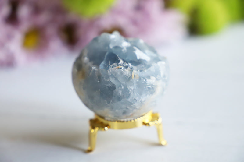 Celestite geode with stand
