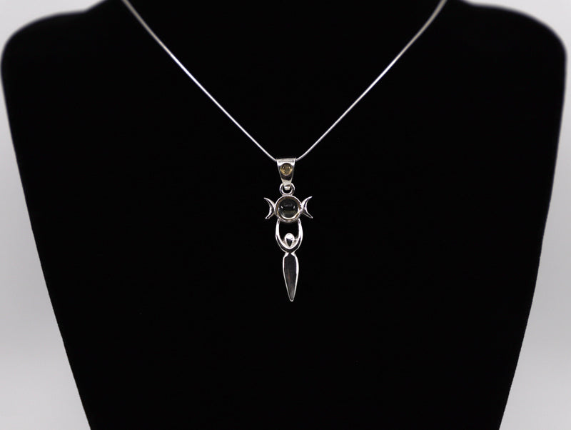Citrine Triple Moon Goddess gemstone necklace