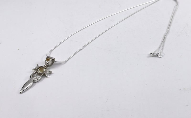 Citrine Triple Moon Goddess gemstone necklace