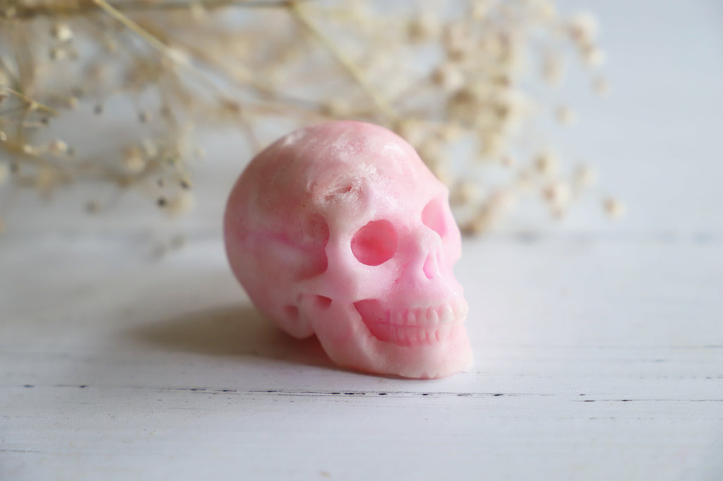 Pink Aragonite crystal skull