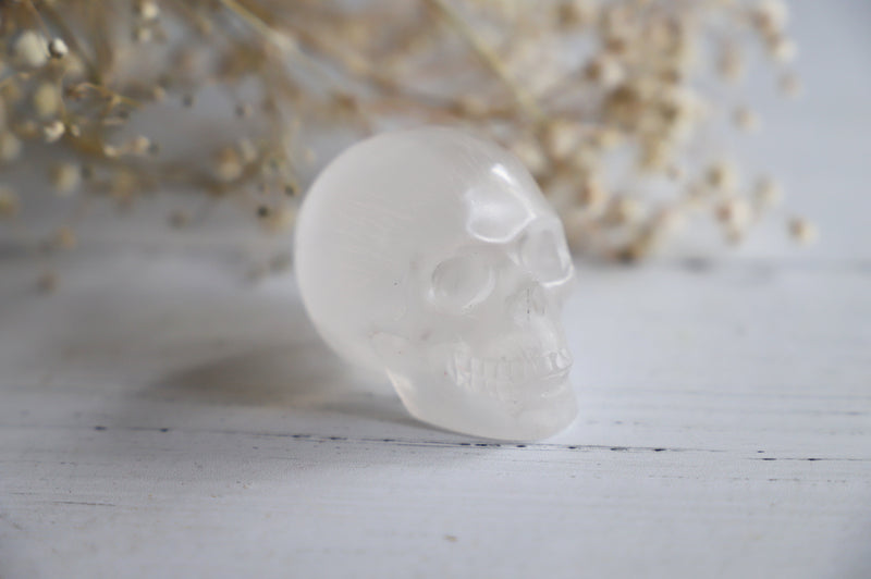Selenite crystal skull