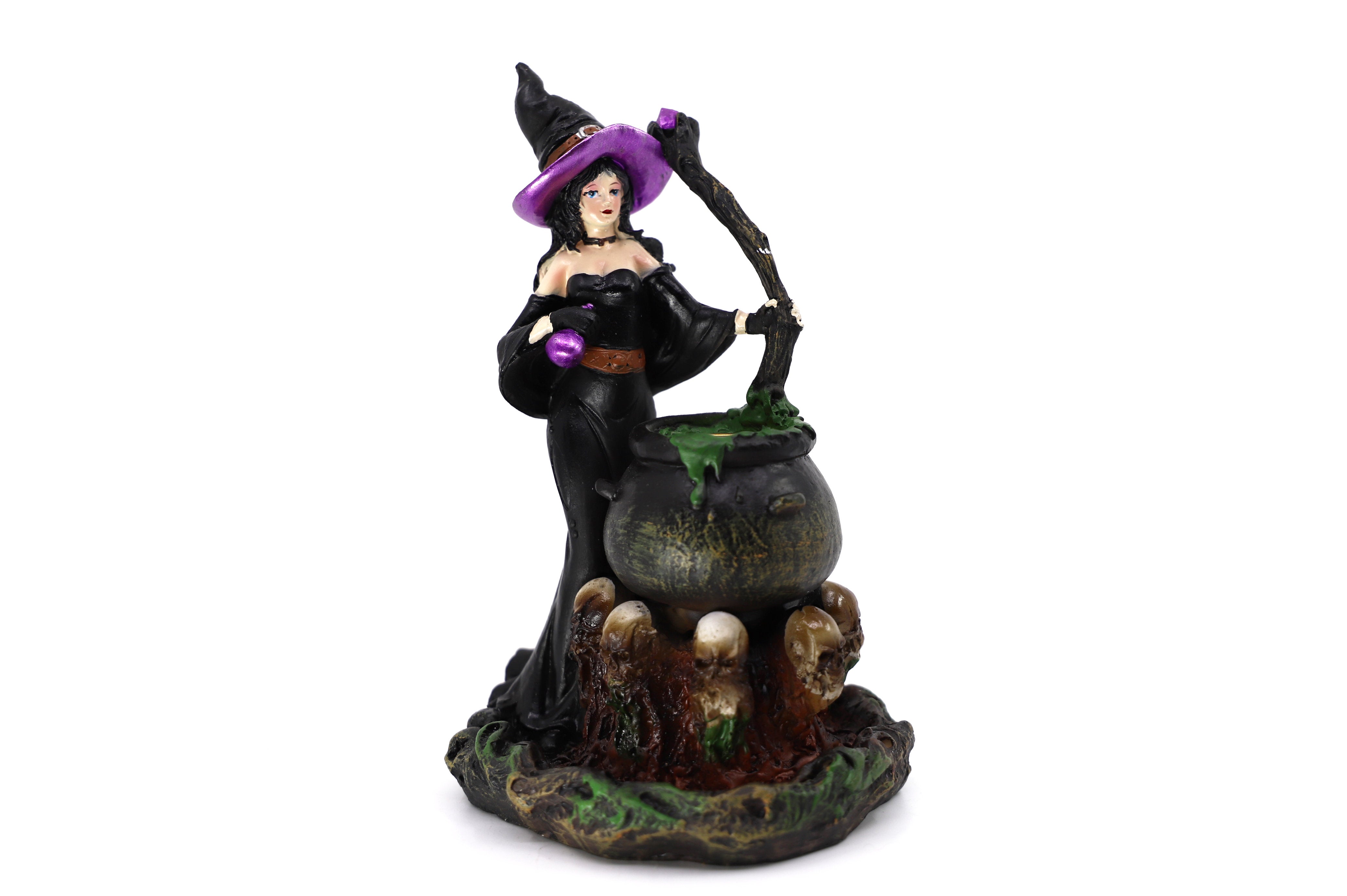 Witch backflow incense burner with cauldron for Samhain rituals