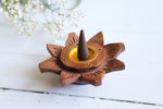 Wood Lotus Flower incense burner